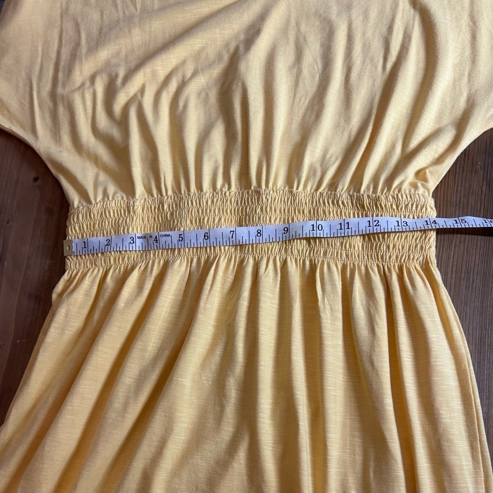 WHBM Size M Butter Yellow Slub Smocked Kimono Dress Beach Coastal Reaortwear - Picture 11 of 12